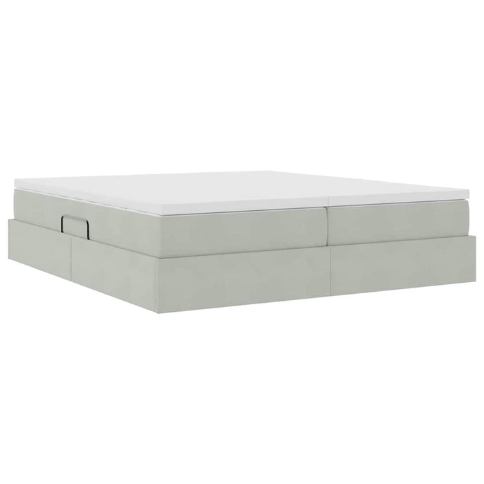 Pat cu saltea și spațiu de depozitare Gri deschis 200 x 200 cm - WALTI WALTI