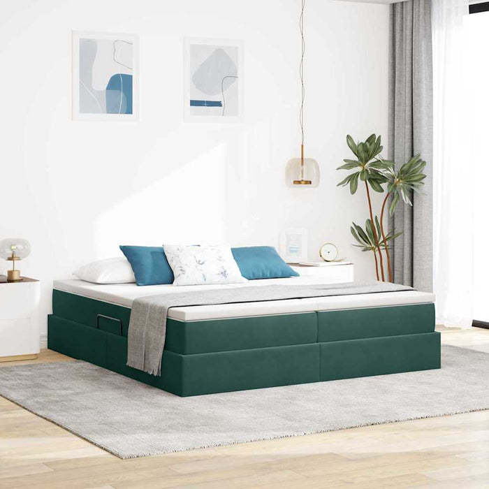 Pat cu saltea și spațiu de depozitare Verde închis 200 x 200 cm - WALTI WALTI