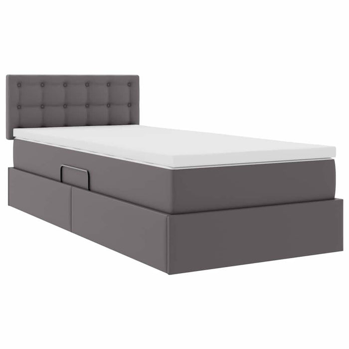 Pat cu saltea și spațiu de depozitare cu saltea Gri 90 x 190 cm - WALTI WALTI