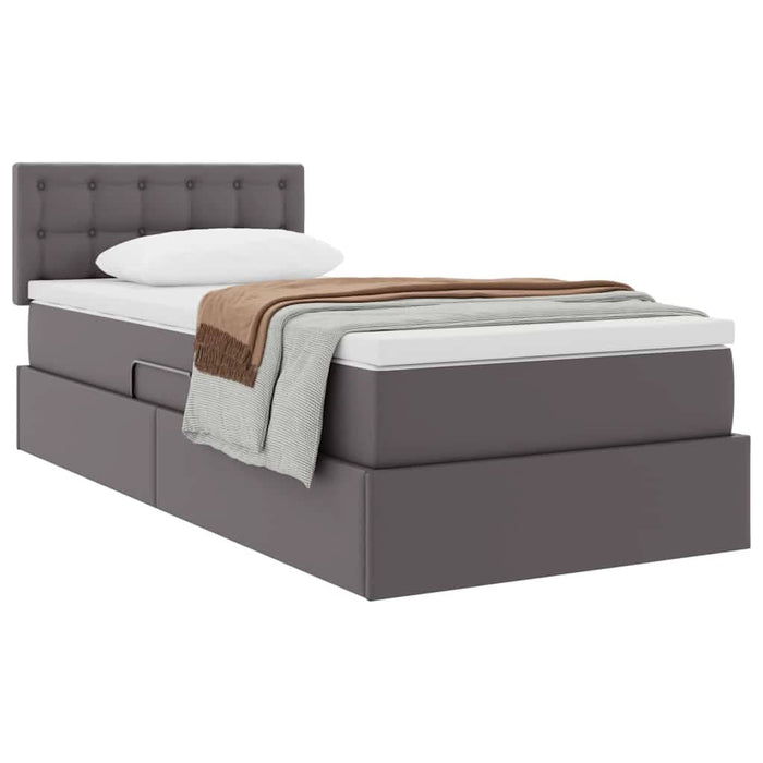 Pat cu saltea și spațiu de depozitare cu saltea Gri 90 x 190 cm - WALTI WALTI