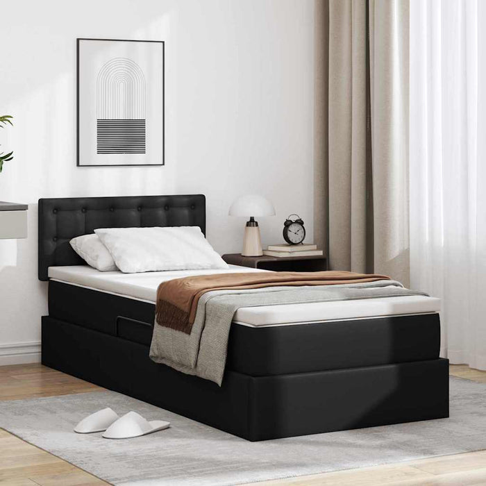 Pat cu saltea și spațiu de depozitare Negru 90 x 200 cm - WALTI WALTI