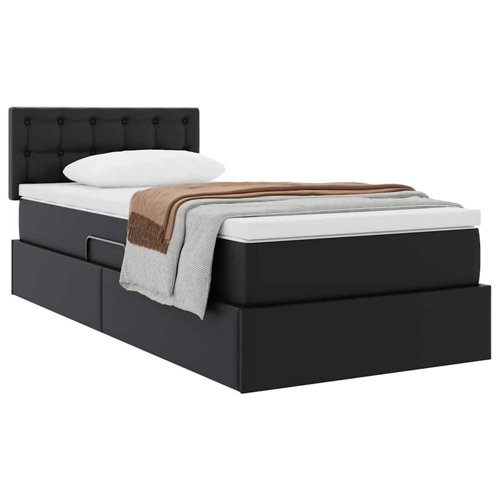 Pat cu saltea și spațiu de depozitare Negru 90 x 200 cm - WALTI WALTI