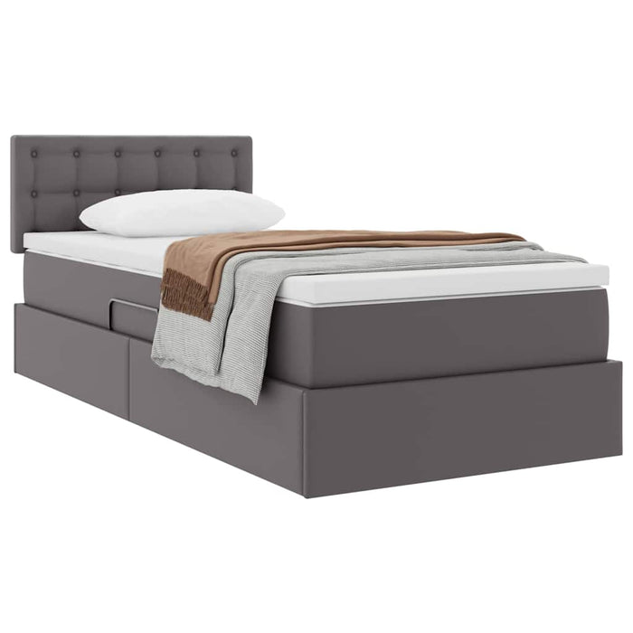Pat cu saltea și spațiu de depozitare Gri 100 x 200 cm - WALTI WALTI