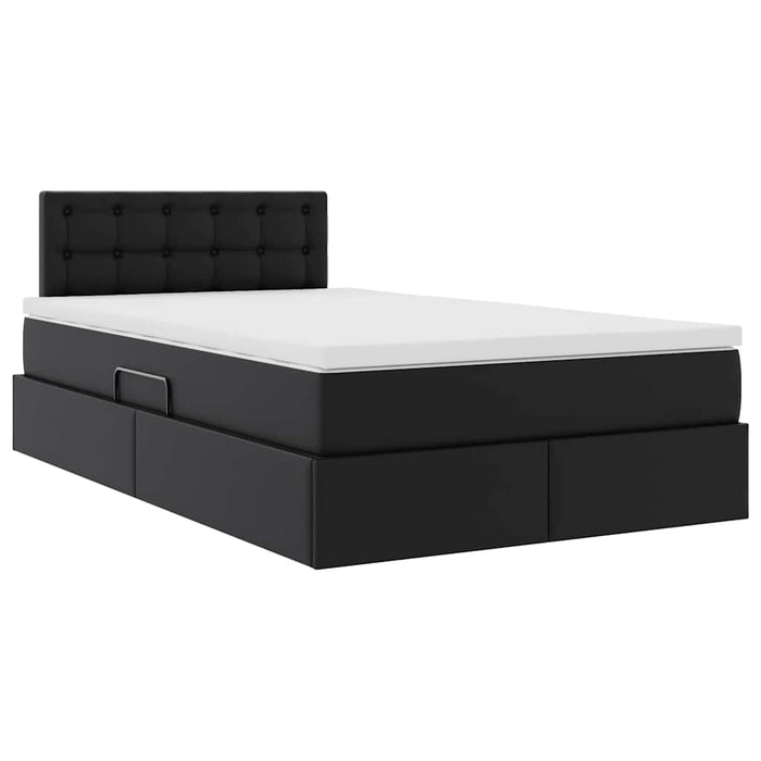 Pat cu storage cu saltea Negru 120 x 200 cm Piele artificială - WALTI WALTI