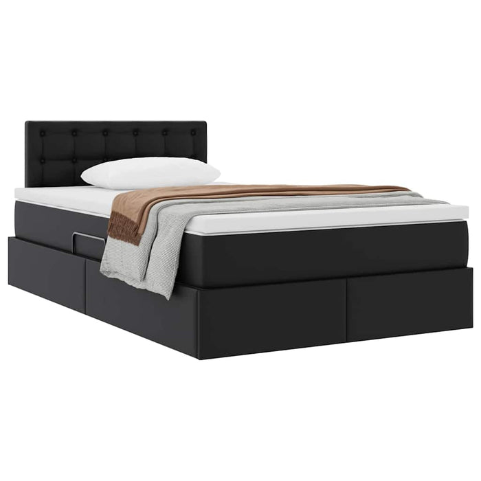 Pat cu storage cu saltea Negru 120 x 200 cm Piele artificială - WALTI WALTI