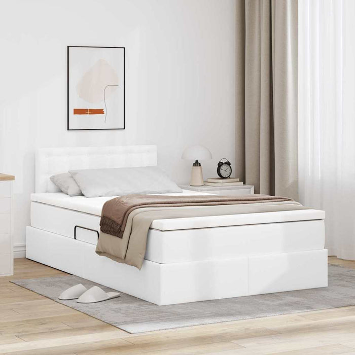 Pat cu storage cu saltea Alb pur 120 x 200 cm Piele artificială - WALTI WALTI