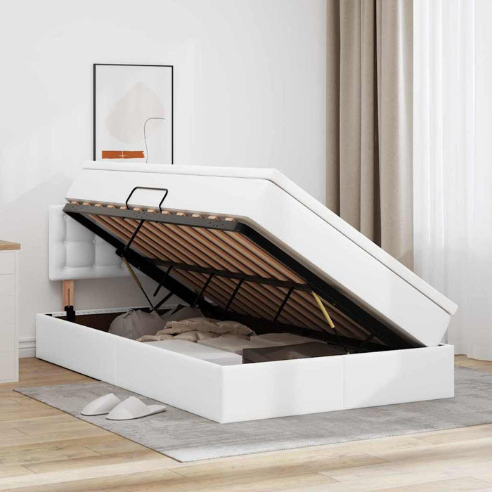 Pat cu storage cu saltea Alb pur 120 x 200 cm Piele artificială - WALTI WALTI