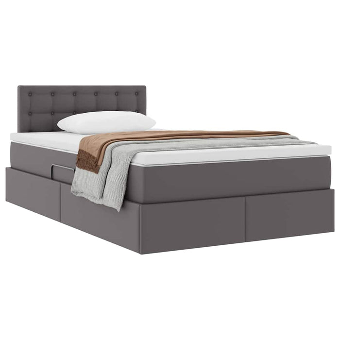 Pat cu storage cu saltea Gri 120 x 200 cm Piele artificială - WALTI WALTI