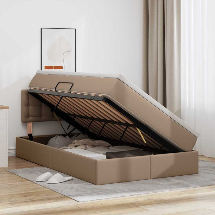 Pat cu storage Cappuccino 120 x 200 cm Piele artificială - WALTI WALTI