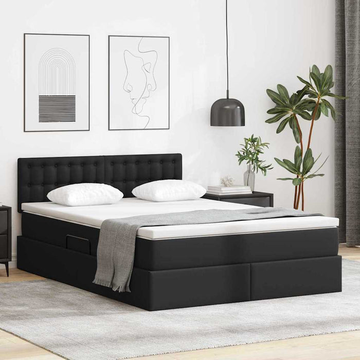 Pat cu saltea și spațiu de depozitare Negru 140 x 190 cm - WALTI WALTI