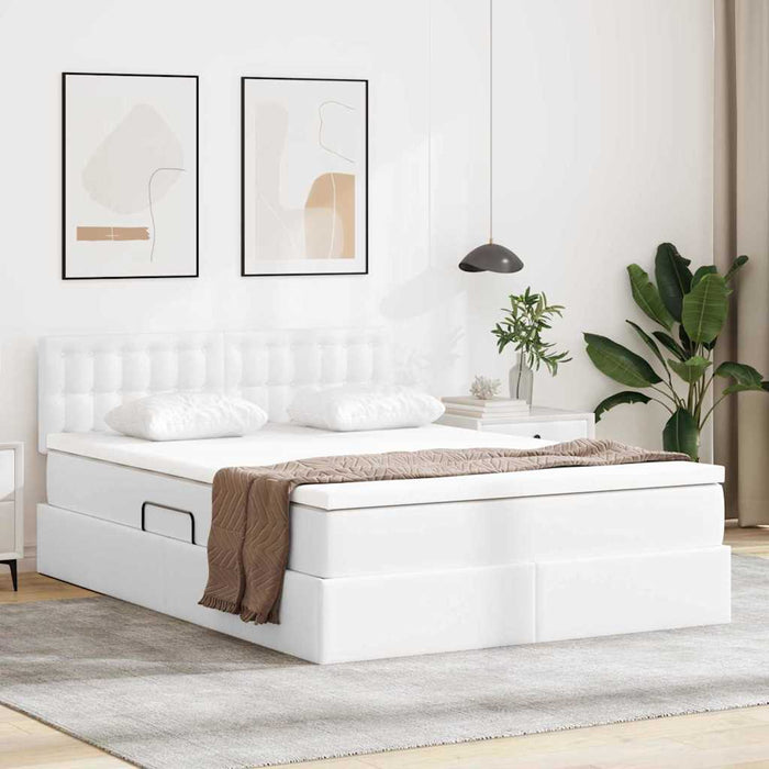 Pat cu saltea și spațiu de depozitare Alb pur 140 x 190 cm - WALTI WALTI