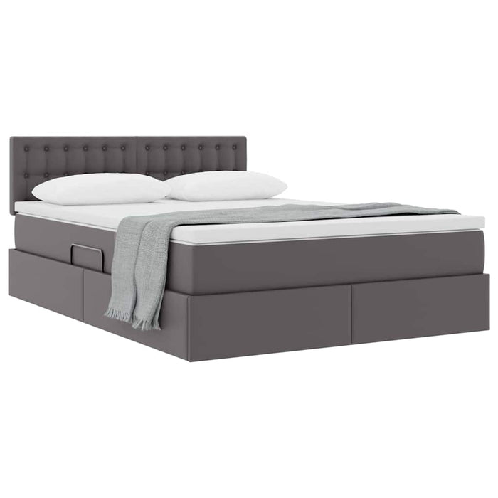 Pat cu saltea și spațiu de depozitare Gri 140 x 200 cm - WALTI WALTI