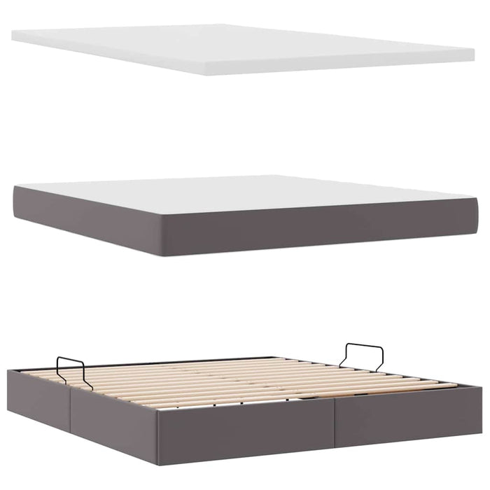 Pat cu saltea și spațiu de depozitare Gri 160 x 200 cm - WALTI WALTI