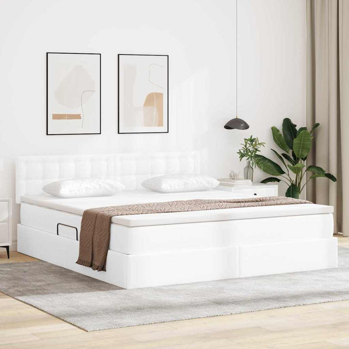 Pat cu storage cu saltea Alb pur 180 x 200 cm Piele artificială - WALTI WALTI