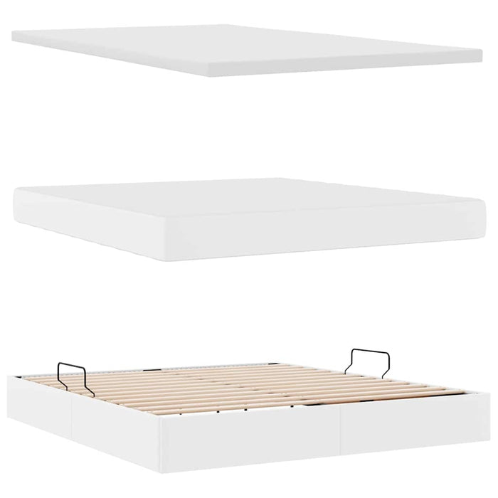 Pat cu storage cu saltea Alb pur 180 x 200 cm Piele artificială - WALTI WALTI