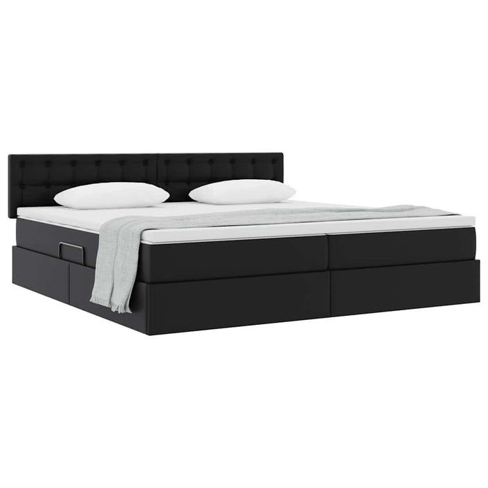 Pat cu storage cu saltea Negru 200 x 200 cm Piele artificială - WALTI WALTI