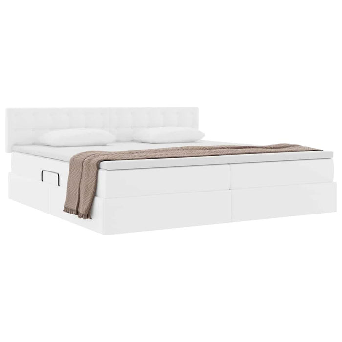 Pat cu storage cu saltea Alb pur 200 x 200 cm Piele artificială - WALTI WALTI