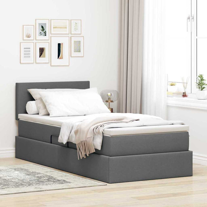 Pat cu saltea și spațiu de depozitare Gri închis 100 x 200 cm - WALTI WALTI