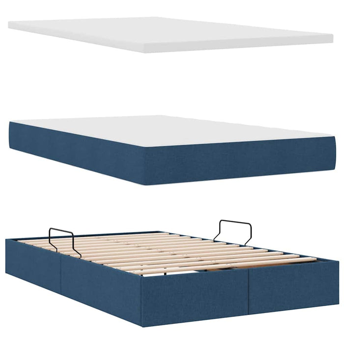 Pat cu saltea și spațiu de depozitare albastru 120 x 200 cm - WALTI WALTI
