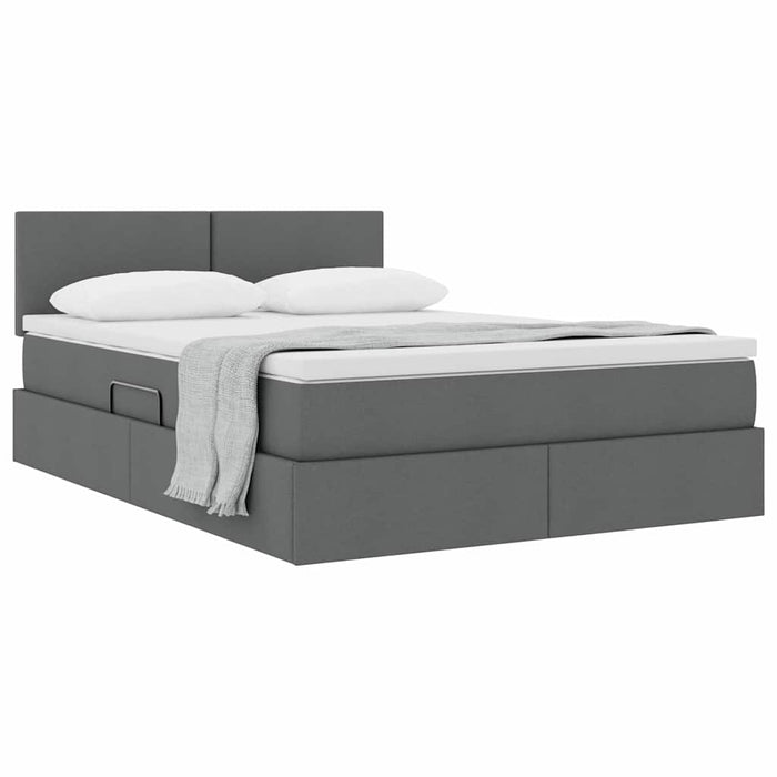 Pat cu saltea și spațiu de depozitare Gri închis 140 x 190 cm - WALTI WALTI