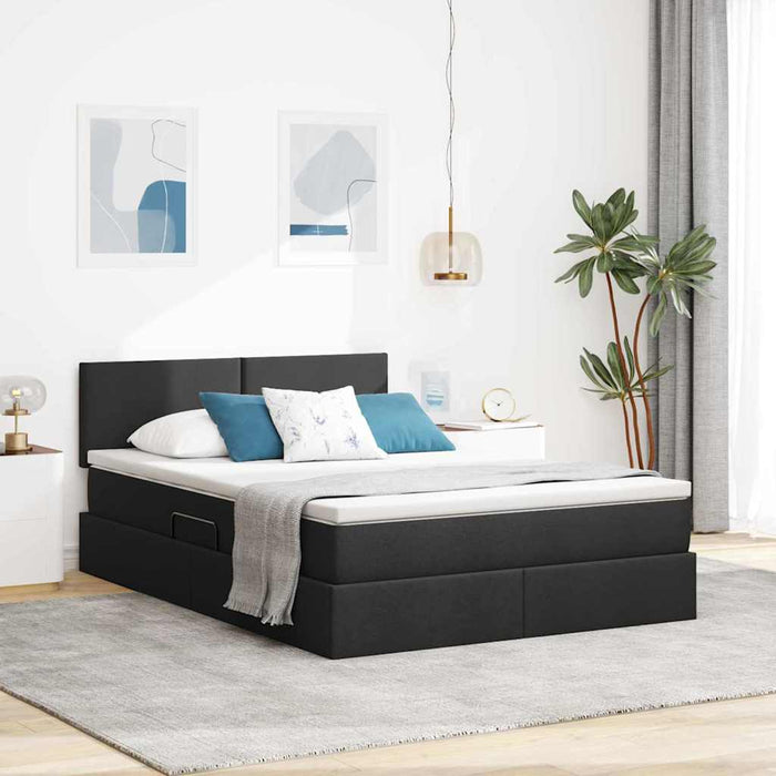 Pat cu saltea și spațiu de depozitare Negru 140 x 190 cm - WALTI WALTI
