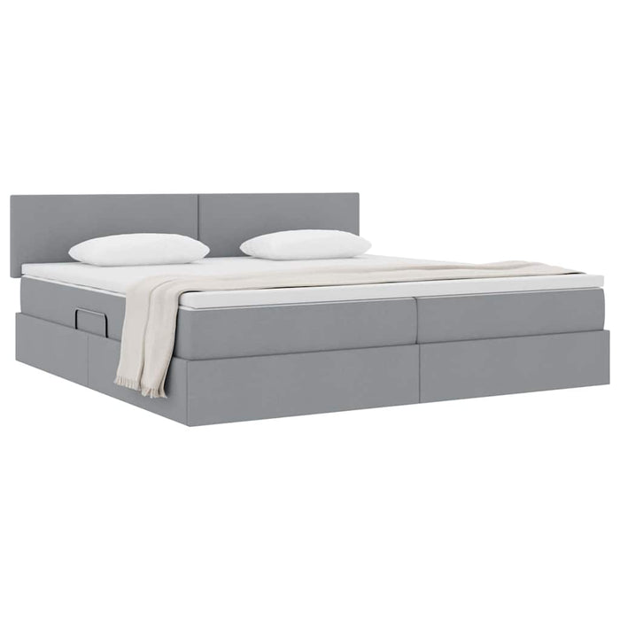 Pat cu saltea și spațiu de depozitare Gri deschis 200 x 200 cm - WALTI WALTI