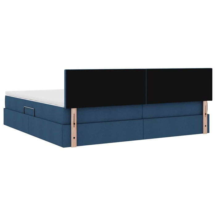 Pat cu saltea și spațiu de depozitare albastru 200 x 200 cm - WALTI WALTI