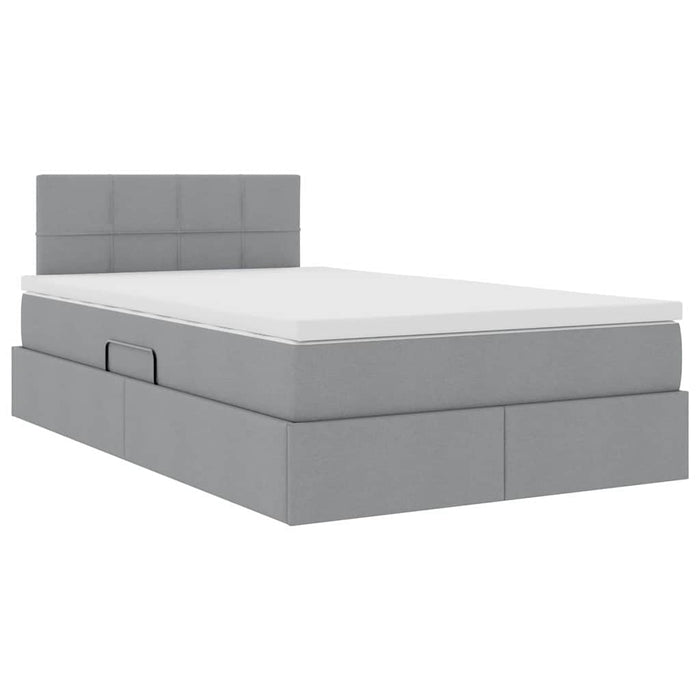 Pat cu saltea și spațiu de depozitare Gri deschis 120 x 200 cm - WALTI WALTI