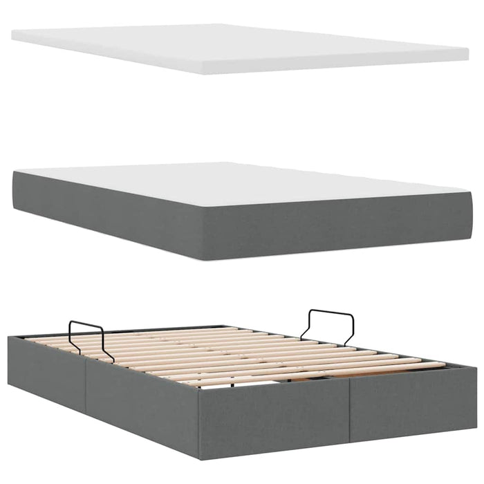 Pat cu saltea și spațiu de depozitare Gri închis 120 x 200 cm - WALTI WALTI