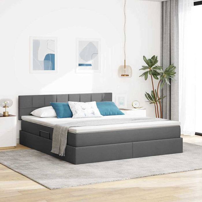 Pat cu saltea și spațiu de depozitare Gri închis 160 x 200 cm - WALTI WALTI