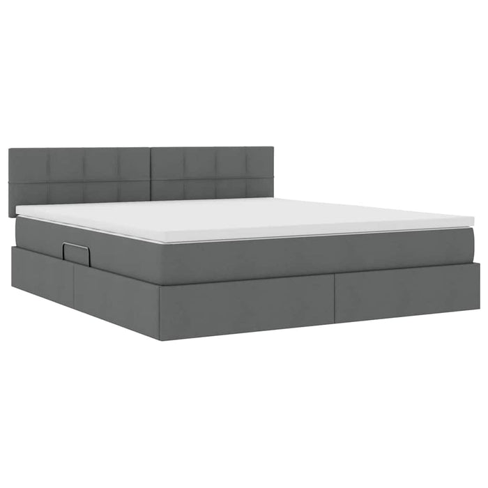 Pat cu saltea și spațiu de depozitare Gri închis 160 x 200 cm - WALTI WALTI
