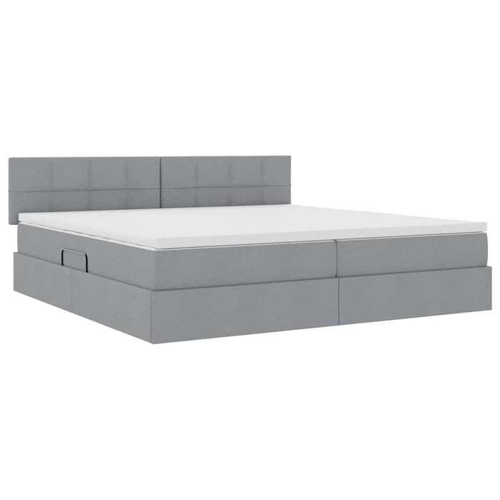 Pat cu saltea și spațiu de depozitare Gri deschis 200 x 200 cm - WALTI WALTI