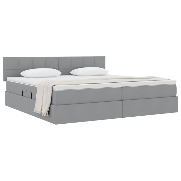 Pat cu saltea și spațiu de depozitare Gri deschis 200 x 200 cm - WALTI WALTI