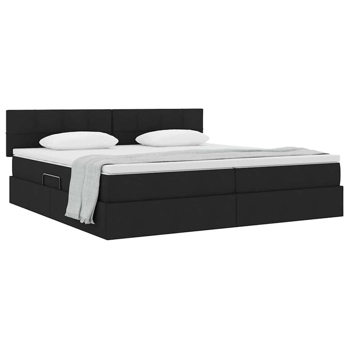 Pat cu saltea și spațiu de depozitare Negru 200 x 200 cm - WALTI WALTI