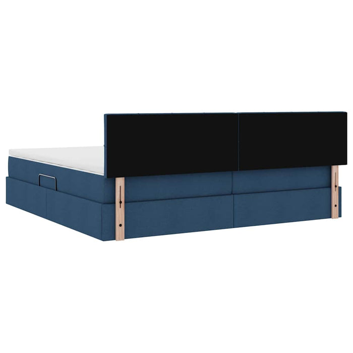 Pat cu saltea și spațiu de depozitare albastru 200 x 200 cm - WALTI WALTI