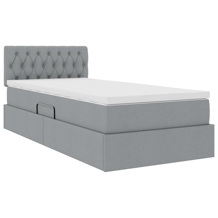 Pat cu saltea și spațiu de depozitare Gri deschis 90 x 200 cm - WALTI WALTI
