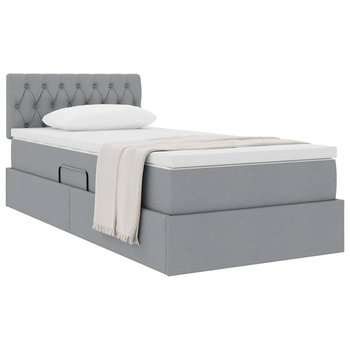 Pat cu saltea și spațiu de depozitare Gri deschis 90 x 200 cm - WALTI WALTI