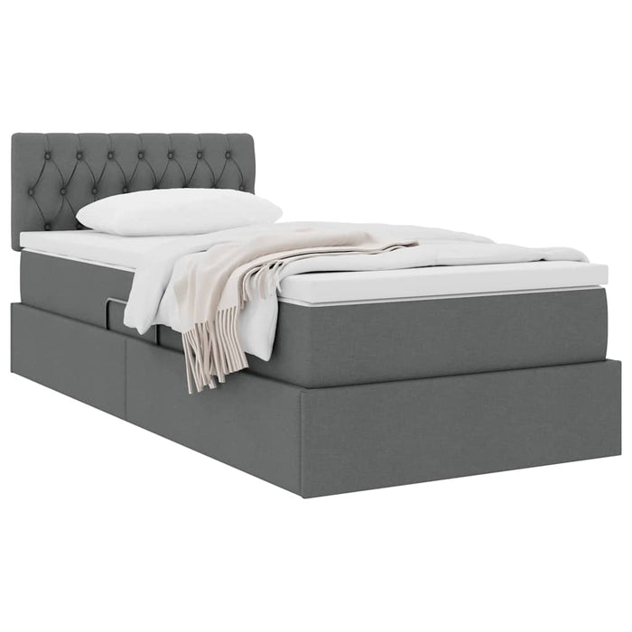 Pat cu saltea și spațiu de depozitare Gri închis 90 x 200 cm - WALTI WALTI