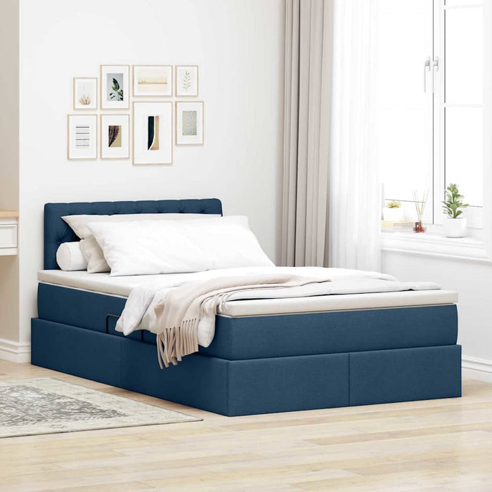 Pat cu saltea și spațiu de depozitare albastru 120 x 200 cm - WALTI WALTI