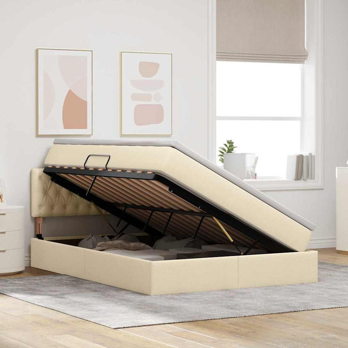 Pat cu saltea și spațiu de depozitare Creme 140 x 190 cm - WALTI WALTI