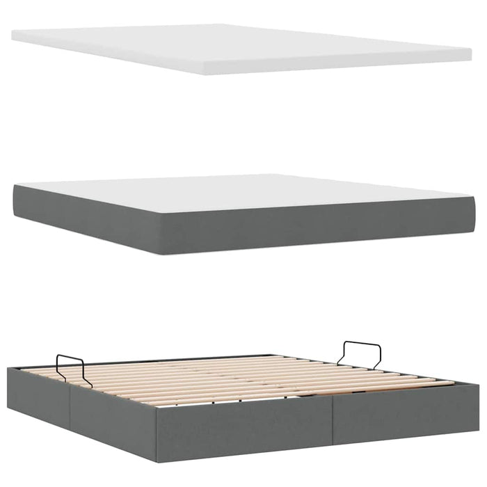 Pat cu saltea și spațiu de depozitare Gri închis 160 x 200 cm - WALTI WALTI