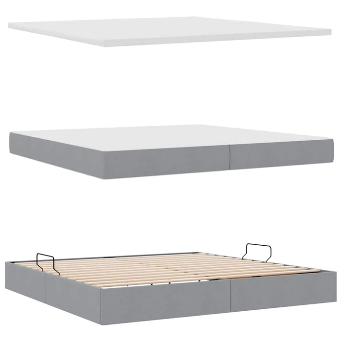 Pat cu saltea și spațiu de depozitare Gri deschis 200 x 200 cm - WALTI WALTI