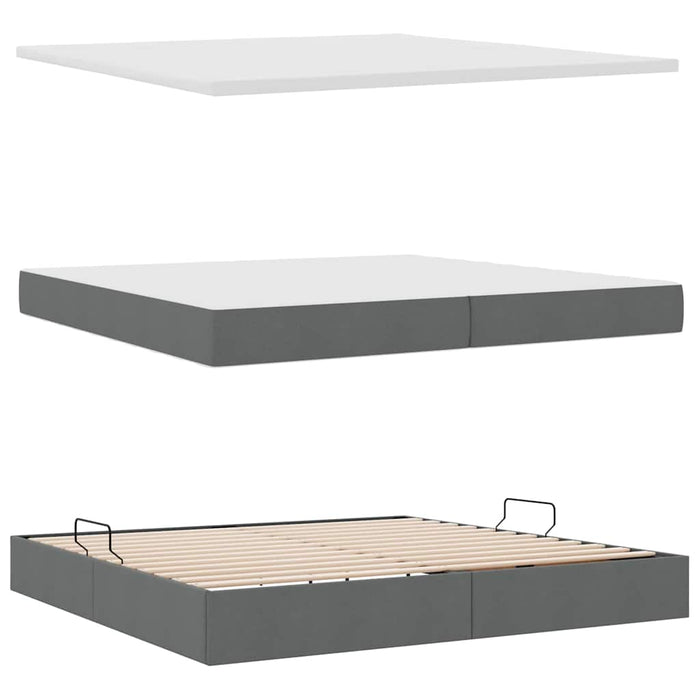 Pat cu saltea și spațiu de depozitare Gri închis 200 x 200 cm - WALTI WALTI