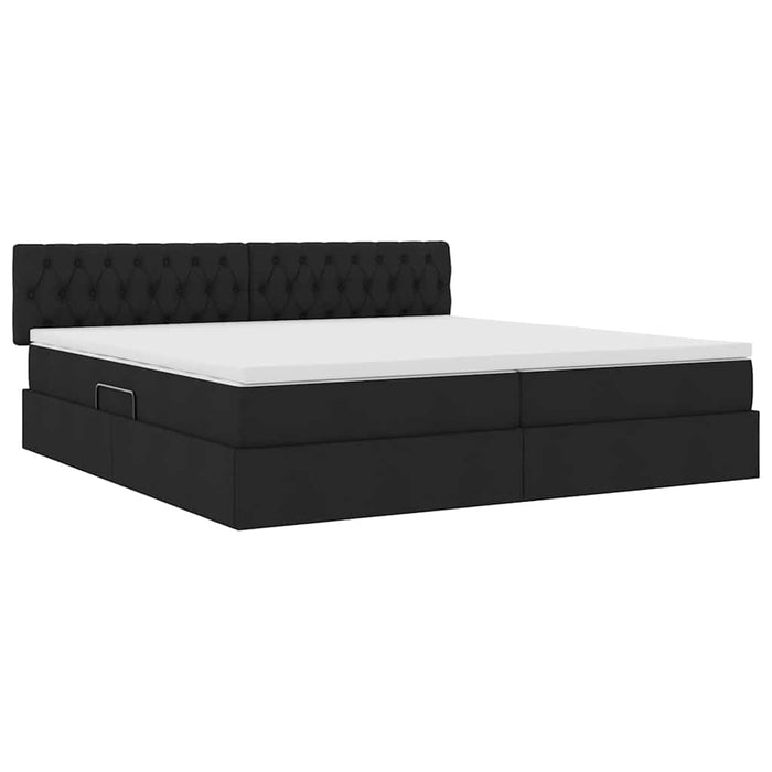 Pat cu saltea și spațiu de depozitare Negru 200 x 200 cm - WALTI WALTI