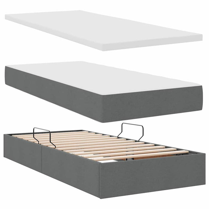 Pat cu saltea și spațiu de depozitare Gri închis 90 x 190 cm - WALTI WALTI