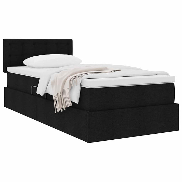 Pat cu saltea și spațiu de depozitare Negru 90 x 200 cm - WALTI WALTI