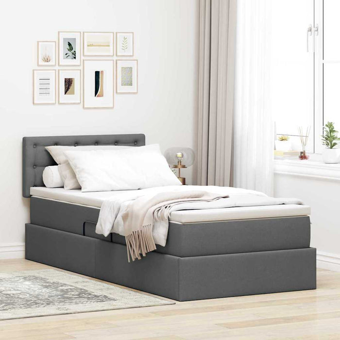 Pat cu saltea și spațiu de depozitare Gri închis 100 x 200 cm - WALTI WALTI