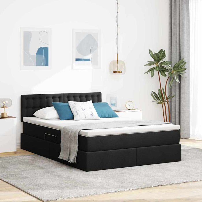 Pat cu saltea și spațiu de depozitare Negru 140 x 190 cm - WALTI WALTI