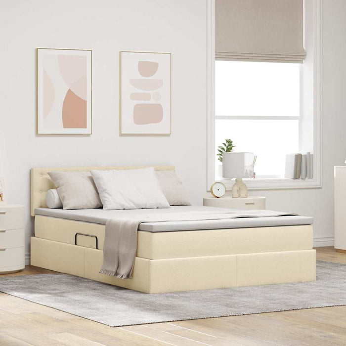 Pat cu saltea și spațiu de depozitare Creme 140 x 190 cm - WALTI WALTI