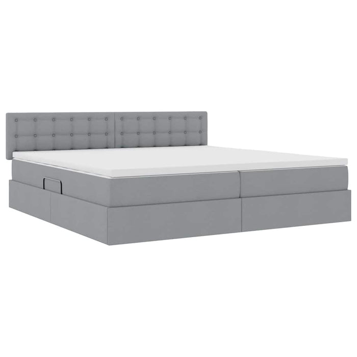 Pat cu saltea și spațiu de depozitare Gri deschis 200 x 200 cm - WALTI WALTI